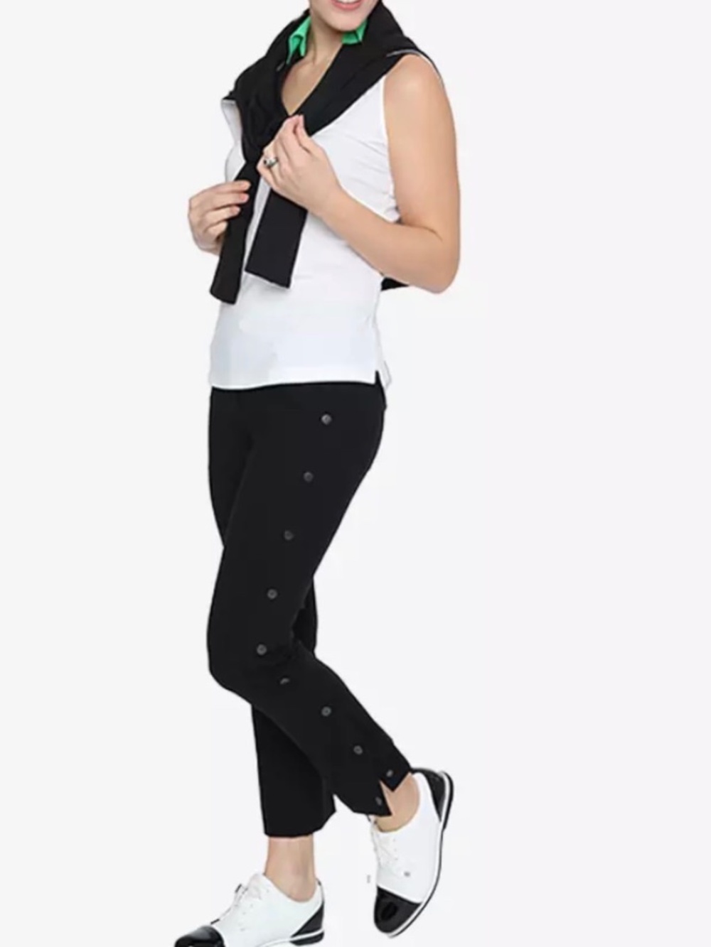 Belyn Key Onyx Black Commuter Snap Crop Ponte Stretch size XS NWT